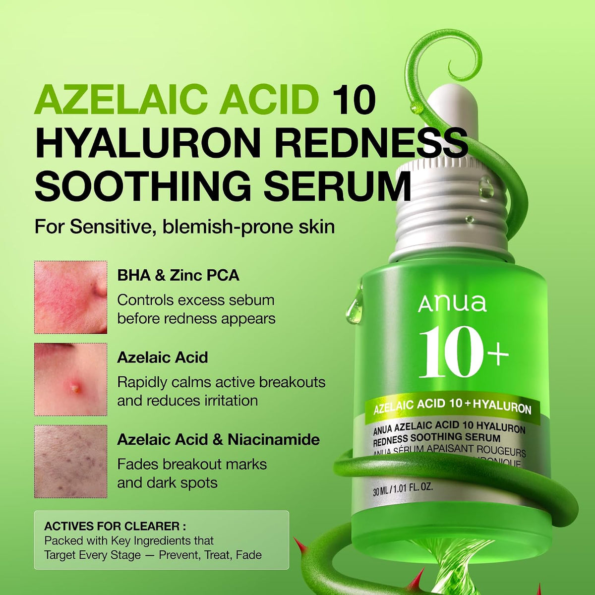 [ANUA] Azelaic Acid 10+ Hyaluron Soothing Serum 30ml