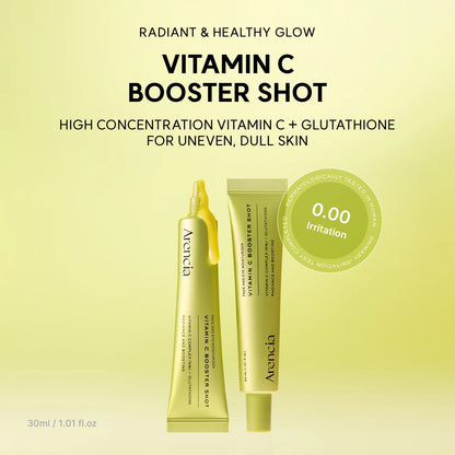 [ARENCIA] Vitamin C Booster Shot, Pure Vitamin C + Glutathione for Bright, Healthy Skin Glow