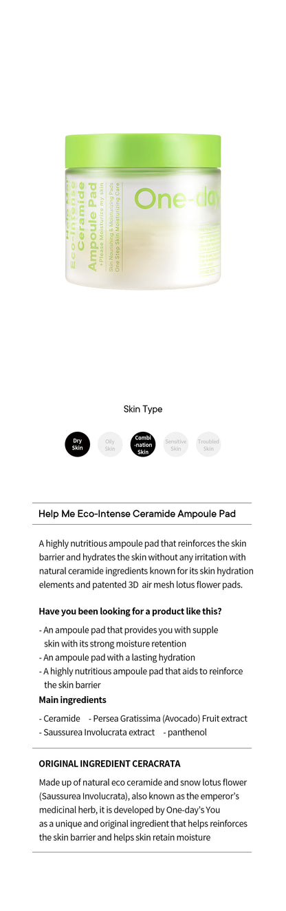 [One-day's you] ECO-INTENSE CERAMIDE AMPOULE PAD 90ea